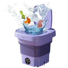 1Pc Portable Washing Machine Foldable Laundry Machine With Detachable Drain Basket 3 Modes Electric Clothes Washer For Underwear Socks Towels Bab (Option: Purple)